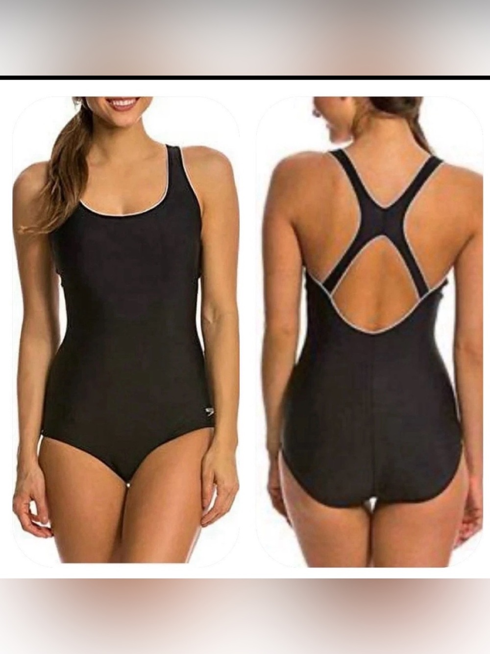 Women’s Speedo Black & White Ultraback One Piece Swimsuit Size 12
